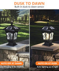 LED Solar Post Cap Light With Remote Dimmable Color Temps 3000K 4000K 6000K IP65 Waterproof Outdoor Pillar Lantern For Garden