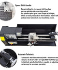 Top Tier 750W Heavy Duty Bench Metal Lathe Featuring MT4 Spindle Taper And Dual Speed Settings From 115 To 1620 Rpm speed shift handle and tailstock for precision work.