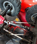 Two Pack Internal Spline RC Driveshaft 121-190mm installed on 1/10 scale crawler chassis, showcasing steel universal joint upgrade