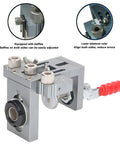 Heavy Duty Aluminum Alloy Dowel Jig Kit With Precision Drill Bits showing adjustable baffles and laser ruler for accurate woodworking.