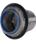 3 Inch Knockout Hub Connector For EMT And Rigid Conduit Wiring Featuring PVC Coated Zinc Body With Gray Finish And Insulated Throat close-up view.