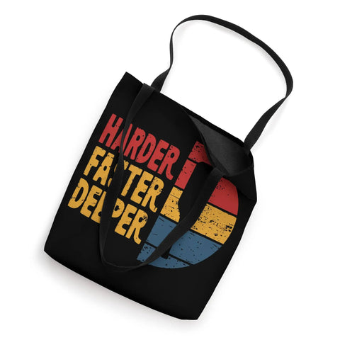 Dragon Boat Racing Tote Bag For Paddlers featuring 'Harder Faster Deeper' text design with black straps