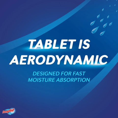 Image highlighting the aerodynamic design of Fragrance Free Drop In Tabs 4 Pack 15.8 Oz Refill Moisture Absorber for fast absorption.