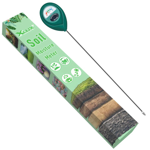 Five Point Five Inch Deep Probe Soil Moisture Meter For Indoor And Outdoor Plants, product box and meter