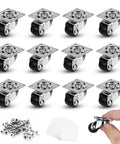 Mini Caster Wheels Set Of 12 Features Low Profile Nylon Rollers With Super Smooth Swivel Action for easy furniture movement.