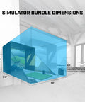 Diagram showing dimensions of Launch Pro Portable Golf Simulator Bundle With FSX Play Gold Subscription Projector Enclosure And Turf.