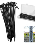 Heavy Duty 14 Gauge Aluminum Chain Link Fence Ties 8.27 Inch Black 50 Pack For Fence Repair And DIY Projects Rust Proof And Weather Resistant Ideal For Chain Link Fences Garden Fences And Dog Fences displayed with packaging and installation example