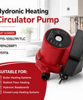 High Output Water Circulator Pump With Straightforward Installation And Smooth Operation For Residential Hydronic Heating Systems visible in red and black, showcasing control features.