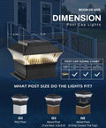 Solar Fence Post Cap Lights 8 Pack For 4x4 Posts With 4x6 Base 3000K Warm White Waterproof Outdoor Deck And Yard Lighting Black Finish No Fuss Mount Solar Powered Pathway Lighting For Garden - dimensions and fit chart