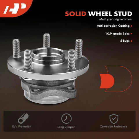 Twin Pack Wheel Bearing And Hub Assembly 5 Lug Compatible With Subaru Outback Legacy Forester Impreza Ascent WRX STI WRX Tribeca Replacement Front And Rear Hubs For 2004 Through 2021 Models, featuring anti-corrosion coating and 10.9-grade bolts.