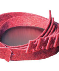 Pro Grade Nonwoven Fleece Belts For Metal Buffer Polisher And Grinder Attachment No Sweat Pre Polishing Strips For Pipes And Handrails Built Tough With Buttonhole Fastening Pack Of 5 Medium Grit, showing five red belts.