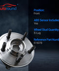 Front Wheel Hub And Bearing Assembly 2 Pack For 2006-2010 Ford Explorer And 2006-2010 Mercury Mountaineer With 5 Lug And ABS