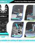 Heavy Duty Five Piece Carbide Oscillating Multi Tool Blades For Cutting Bolts Screws And Sheet Metal shown in action on various metal types.