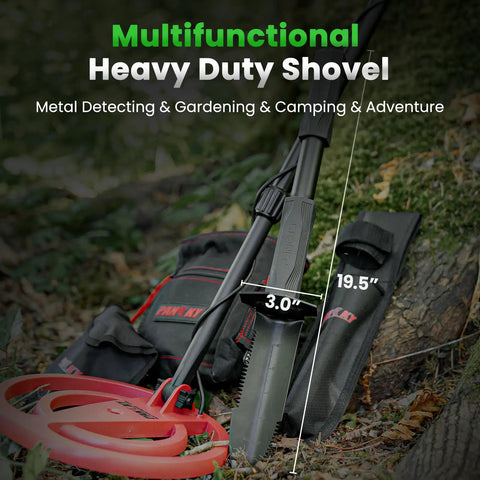 Metal Detector Shovel With Extended Handle And Carry Sheath, Heavy Duty Digger Trowel With Double Serrated Edge outdoors