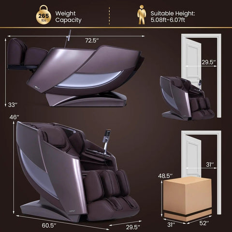 Premium 4D Flexible Track Massage Chair With Zero Gravity Reclining, Full Body Airbag Compression, Waist Heating Pads, Auto Body Scan And Wireless Charging For Straight Up Recovery Vibes In Brown