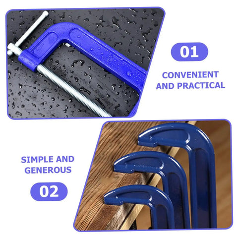 Heavy Duty 4 Inch G Clamp Quick Release C Clamp For Woodworking And Cabinet Assembly, metal clamp on wet surface, side view