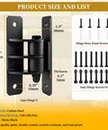 Beefy 7 Inch Heavy Duty Gate Hinges With 1100 Lbs Capacity for outdoor doors, shown with dimensions and screws included.