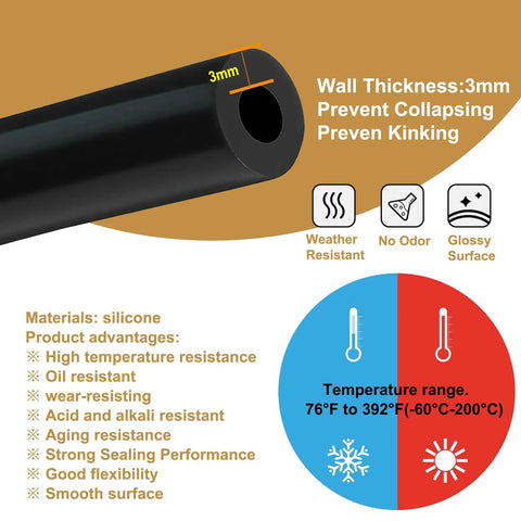 Get This Upgraded 5/16 Inch Black Silicone Vacuum Hose Kit With Tube Cutter For Engine And Car Use Plus Air Water Lines At 9 Meters Long And Durable Build To Stop Collapsing And Kinking, 3mm wall