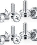 12 Pack Stainless Steel Helmet Screws For Football And Hockey Visors, 12mm And 10mm Facemask Hardware Kit, shown with nuts