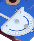 Top Shelf Aluminum Router Lift Base Height Adjustable Manual Woodworking Table Slick Mounting detail showing angle measurement scale.