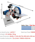 Kickass 1500 Watt Belt Sander With High Output Vfd Controller 72 By 2 Inch Wide Belt Grinder and Knife Sharpener Kit with motor.
