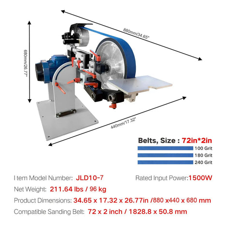 Kickass 1500 Watt Belt Sander With High Output Vfd Controller 72 By 2 Inch Wide Belt Grinder and Knife Sharpener Kit with motor.