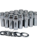 Set Of 24 SST Mag Lug Nuts With Offset Washer Chrome Finish One Half Inch Twenty Thread For Weld Racing Center Line Wheels Fits Ford Mustang Explorer Range Studs Thirteen Sixteenth Inch Hex displayed
