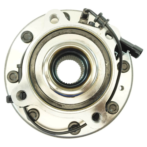 Front view of Front Left And Right Wheel Bearing And Hub Assembly Set For 4x4 SRW Chevy Silverado Sierra 2011 To 2019 2500HD 3500HD Two Piece Front Hub Bearing Kit Direct Fit Replacement
