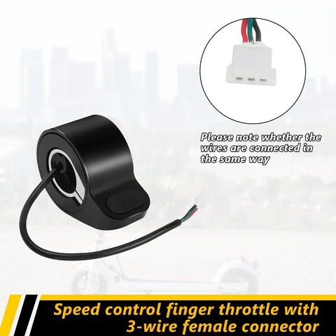 Electric Scooter Thumb Throttle Plug And Play With A 3 Wire Female Connector For Gotrax GXL V2, shown with wiring detail.