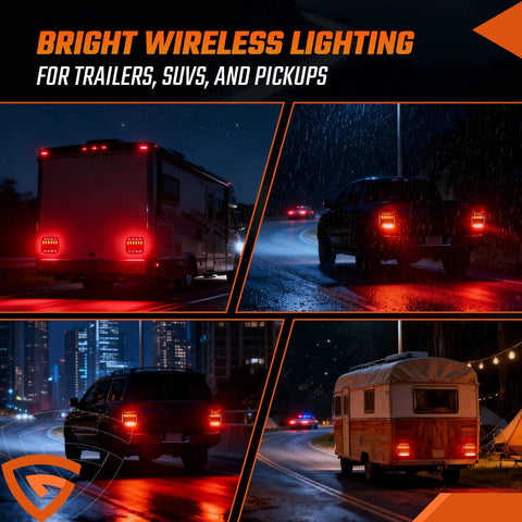 Beefed Up Magnetic Wireless Trailer Lights Kit DOT Approved LED Towing Light System on RVs and trailers at night