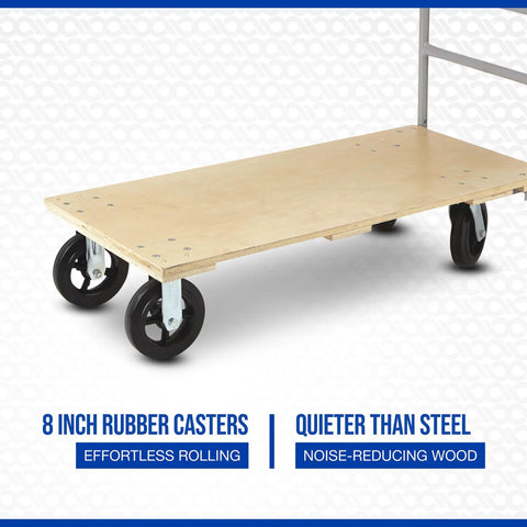 Rugged Wood Platform Cart With 2000 Lb Capacity 48 By 24 Inch Deck Surface Reinforced Cross Boards Removable Handle Smooth Rolling Rubber Casters Total Game Changer For Daily Hauling