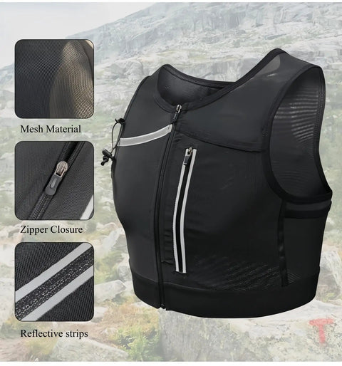 Trail Running Hydration Pack With Phone Holder Reflective Trek Vest For Teens L Size with zipper and mesh material