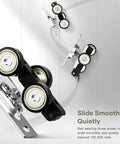Bypass Double Sliding Pocket Door Hardware Kit for 4 Door System Aluminum Track Commercial Grade rollers close-up