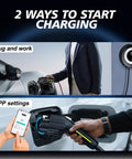 Two ways to start charging with Level 2 EV Charger 40A 9.6kW Fast Wall Home Charging Station and app settings.