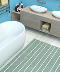 Bathroom with 9 Sq Ft Electric Heated Floor Mat For Fast Even Warmth Under Tile Or Stone Spa Like Bathroom Comfort Ultra Thin 1.5x6 Ft 120V TempZone Flex Easy Install And No Floor Raise visible on the floor.