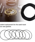 Pro Grade 200 Pcs Watch Gasket Kit 0.6mm Rubber O Rings Set for Watch Repair DIY Gear shown with watch components.