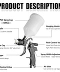 Shop Grade Hvlp Spray Gun Kit With Four Quick Change Nozzles And Easy Adjust Air Valves Designed For Auto Restomod Garage Workbench Tasks And Weekend Renovations Providing Boss Level Primer Applications with detailed features.