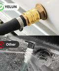 Heavy Duty Solid Brass Garden Hose Fittings Set With Double Female Couplers, Three Quarter GHT Female Threads in use vs. old connector
