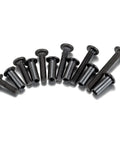 Built Different Black M6 Furniture Connector Bolts Assortment Kit featuring black screws of varying lengths arranged in a curve.