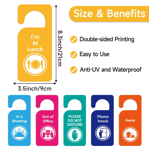 Six Pack Do Not Disturb Door Hanger Signs Double Sided In A Meeting Please Knock Out Of Office Made Of PVC Door Tags