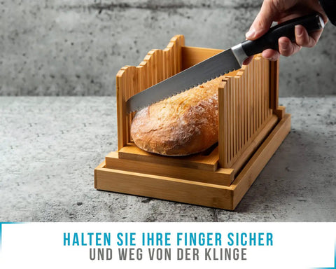 No Mess Bamboo Bread Slicer For Homemade Loaves Adjustable Foldable Bread Cutter With Crumble Tray Compact Cutting Board For Even Thin Or Thick Slices Eco Friendly Kitchen Gadget