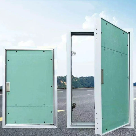Heavy Duty Aluminum Drywall Access Panel With Flush Mount Hidden Inspection Door, showcasing seamless gypsum cover and lock.