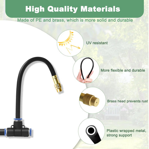 High quality materials of 65.6 Ft Adjustable Drip Irrigation Kit with 20 360 Degree Misting Nozzles for Automatic Garden Watering