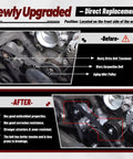 Drive Belt Tensioner And Serpentine Belt Kit With Idler Pulley For Silverado Tahoe Avalanche Yukon Sierra Hummer H2 H3 2009 2013 V8 Engines 4.8L 5.3L 6.0L 6.2L Beefy Replacement Easy Install, showing before and after installation comparison on engine.