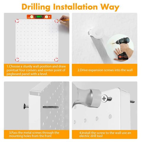 Installation guide for Heavy Duty Metal Pegboard Wall Organizer Kit 74 Piece Set White 24 By 24 Inches