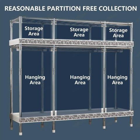Heavy Duty Portable Canvas Wardrobe With Spacious Hanging Rail And Sturdy Shelves For Roomy Bedroom Closet Storage Organizer With Zero Drama Fabric Cover Setup showcasing storage and hanging areas.
