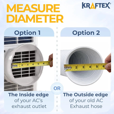 Measuring options for Heavy Duty Portable AC Exhaust Hose That Delivers No Fuss Cooling With 5.9 Inch Diameter Anti Clockwise Thread And Up To 80 Inch Length Universal Fit For LG Delonghi And More Flexible Polypropylene Vent Connector