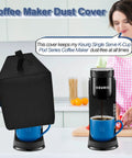 Heavy Duty Waterproof Dust Cover For Single Serve Coffee Makers That Keeps Your K Cup Pod Machine Covered from Dust And Spills Like A Pro 13.4 By 5.5 By 12.2 Inches Black shown in kitchen setting