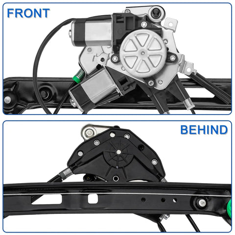 Window Regulator With Motor Front Left Driver Side For BMW E46 1999 2005 Replacement 741 484 OEM Style Upgrade Easy Install And Durable Power Window Lift front and back view