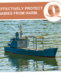 Model ship on water with inset of coiled copper tube, water cooling jacket kit for brush boat motors and copper ring cooling ring.